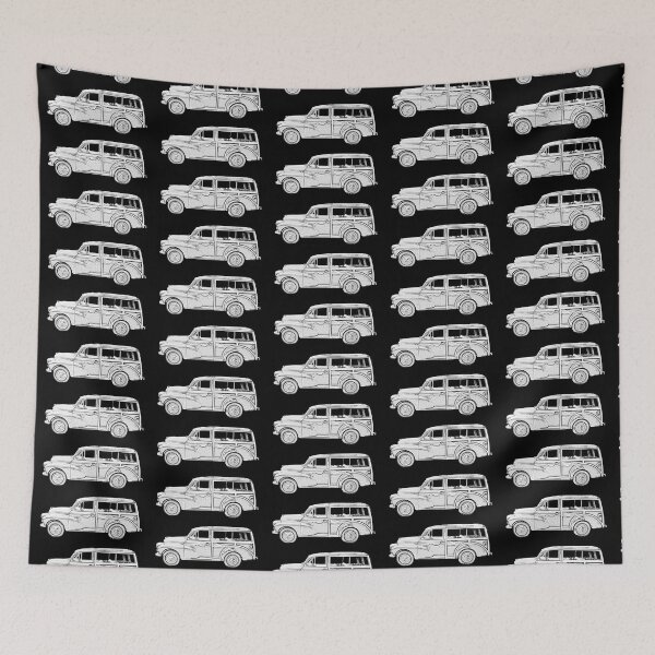 Item preview, Morris Minor Traveller British classic car monochrome designed and sold by soitwouldseem.
