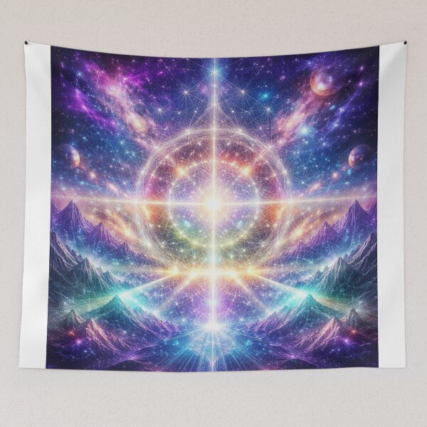 Item preview, Celestial Grid Awakening | Visionary Cosmic Landscape designed and sold by Theetherhaven.
