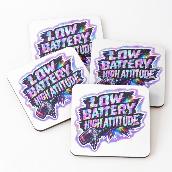 Item preview, Low Battery High Attitude – Chrome Liquid Metal Y2K Sticker designed and sold by ARTCREATESHOP.