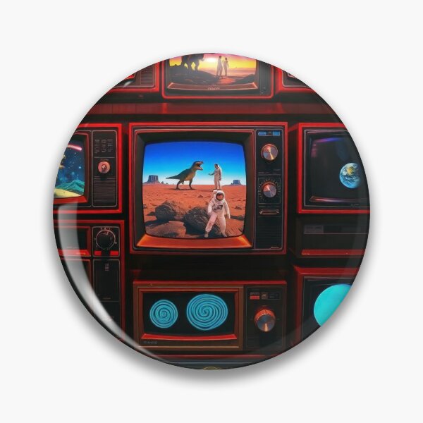 Item preview, Retro TV Wall Dinosaurs Astronauts Space Sci-Fi Art designed and sold by Cine8.