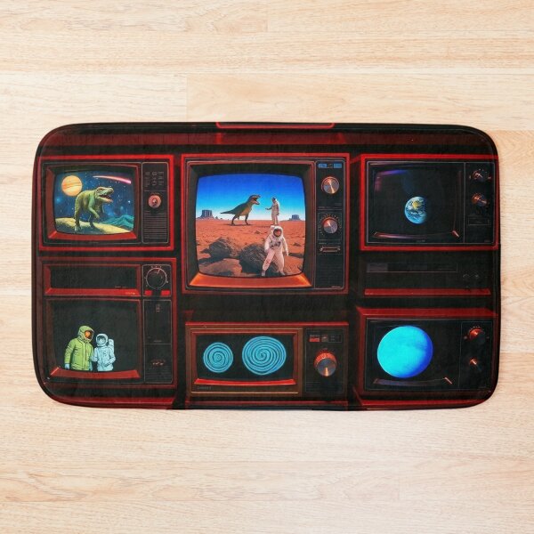 Item preview, Retro TV Wall Dinosaurs Astronauts Space Sci-Fi Art designed and sold by Cine8.
