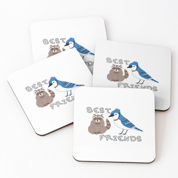 Item preview, Best Friends Blue Bird & Raccoon Buddies designed and sold by vinylenergyart.