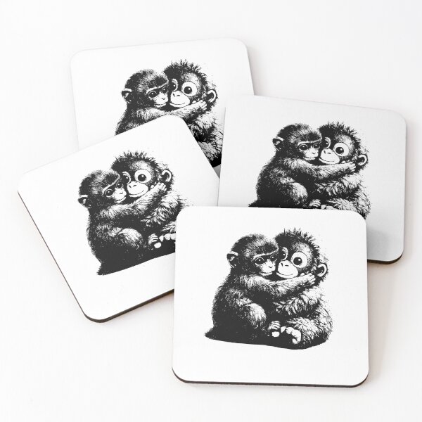 Item preview, Cute Baby Macaque Hugging Plush Orangutan T-Shirt, Emotional Support Monkey Tee, Adorable Kawaii Animal Graphic Shirt, Soft Aesthetic Gift designed and sold by anassouafa.