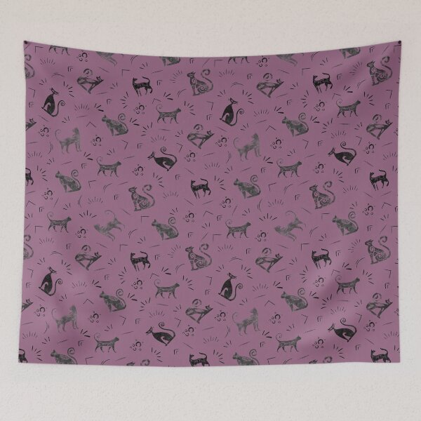 Item preview, Cave Art Cats on Gray Magenta designed and sold by KSimpson838.