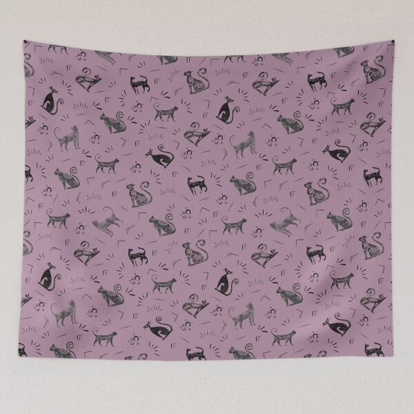 Item preview, Cave Art Cats on Light Gray Magenta designed and sold by KSimpson838.