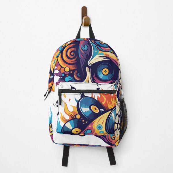 Item preview, Vibrant Musical Skull with Vinyl Records and Flames Illustration designed and sold by mdpzart.