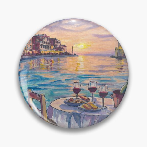 Item preview, Romantic Dinner at Chania Venetian Harbour with Lighthouse Sunset designed and sold by artshop77.