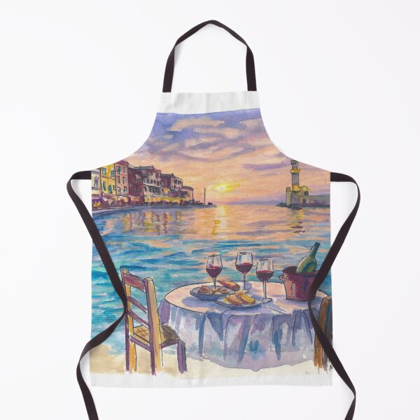 Item preview, Romantic Dinner at Chania Venetian Harbour with Lighthouse Sunset designed and sold by artshop77.