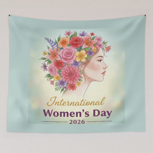 Item preview, Elegant Floral Woman Portrait – International Women’s Day 2026 Feminine Empowerment Art designed and sold by Lu7u.