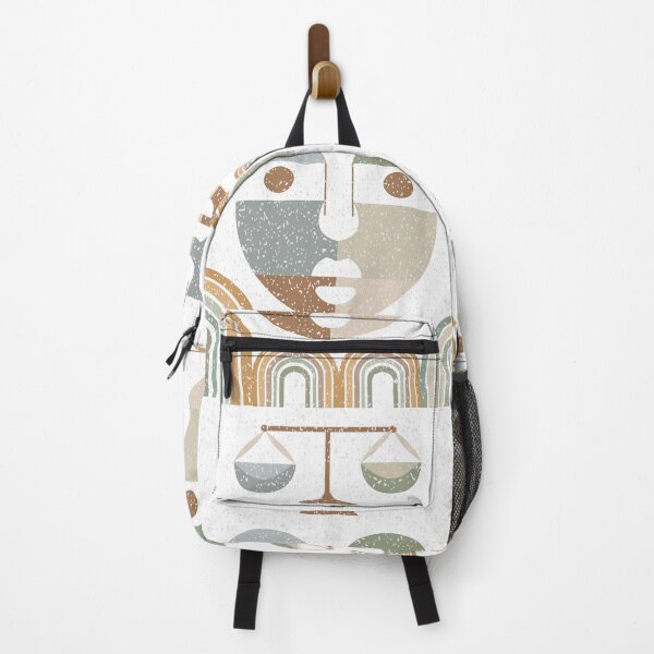 Item preview, Abstract illustration featuring a balanced scale design with geometric forms in green, brown, and beige tones. designed and sold by CreativebyTKK.