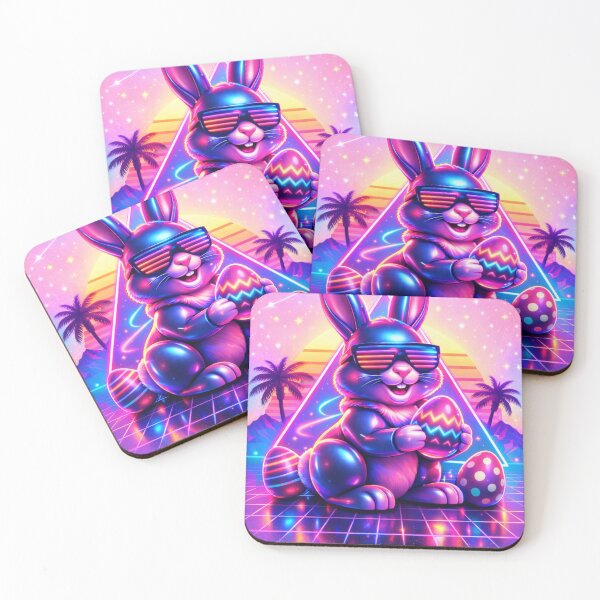 Item preview, 3D Neon Easter Bunny - Retro 80s Synthwave Glow designed and sold by DPSz.
