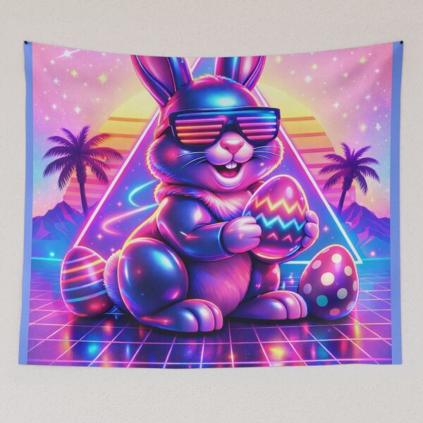 Item preview, 3D Neon Easter Bunny - Retro 80s Synthwave Glow designed and sold by DPSz.