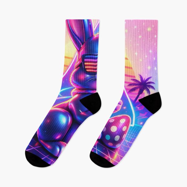 Item preview, 3D Neon Easter Bunny - Retro 80s Synthwave Glow designed and sold by DPSz.