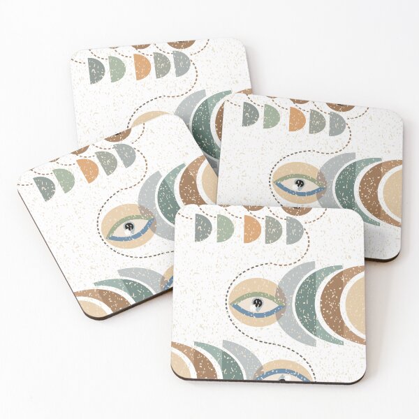 Item preview, Abstract design featuring geometric shapes in earthy tones of brown, green, and blue on a textured beige background. designed and sold by CreativebyTKK.