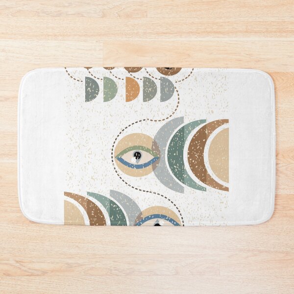 Item preview, Abstract design featuring geometric shapes in earthy tones of brown, green, and blue on a textured beige background. designed and sold by CreativebyTKK.