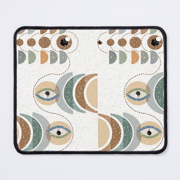 Item preview, Abstract design featuring geometric shapes in earthy tones of brown, green, and blue on a textured beige background. designed and sold by CreativebyTKK.