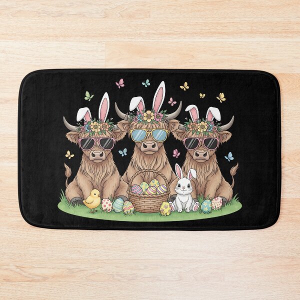 Item preview, Easter Highland Cow Cute Bunny Cow Eggs Farmer designed and sold by OlakunleOloroz.