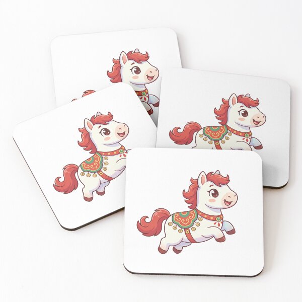 Item preview, Jumping Cute Chibi Horse Illustration designed and sold by JessieJoyStudio.