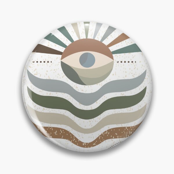 Item preview, Abstract illustration featuring a large eye at the center with radiating geometric forms in muted green, brown, and beige tones. designed and sold by CreativebyTKK.
