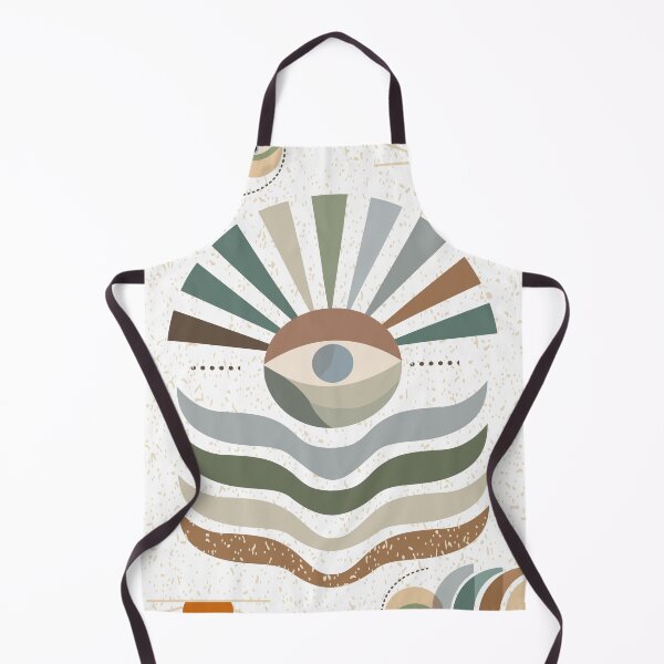 Item preview, Abstract illustration featuring a large eye at the center with radiating geometric forms in muted green, brown, and beige tones. designed and sold by CreativebyTKK.