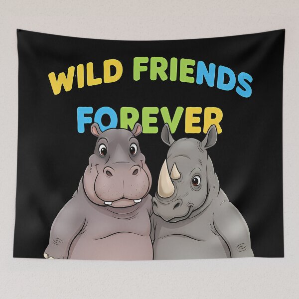 Item preview, Hippo and Rhino - Wild Friends Forever - Zoo Pals designed and sold by Art-Arcade6.