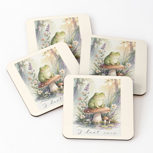 Item preview, Funny Frog on Mushroom "I Don’t Care" – Cottagecore Aesthetic, Chill Frog Meme designed and sold by TeeTimeMeTime.