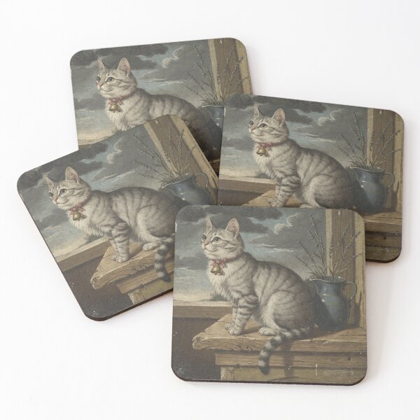 Item preview, Silver Tabby Window Cat - Folk Art Portrait designed and sold by PictorialWhimsy.