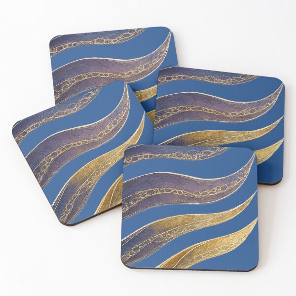 Item preview, Sapphire & Gold Flowing Lines Abstract designed and sold by annenambiro.