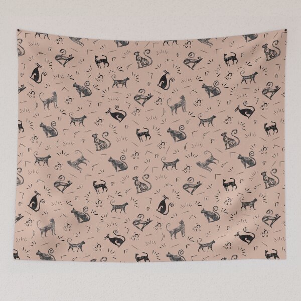 Item preview, Cave Art Cats on Pastel Gray Orange designed and sold by KSimpson838.