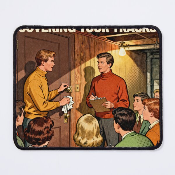 Item preview, Covering Your Tracks - Retro Parody Art designed and sold by PictorialWhimsy.