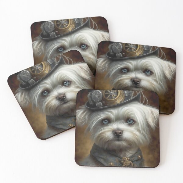Item preview, Distinguished Steampunk Dog, Fun Steampunk Maltese Terrier Vintage Photograph designed and sold by Orianah.