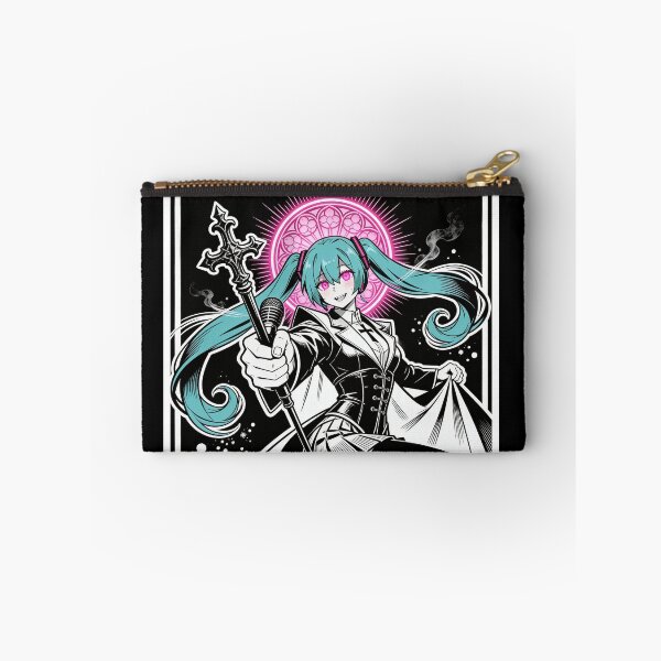 Item preview, virtual idol twin-tails archetype - gothic neon choir engraving hot pink eyes electric purple halo dark fantasy designed and sold by DarkMedieval.