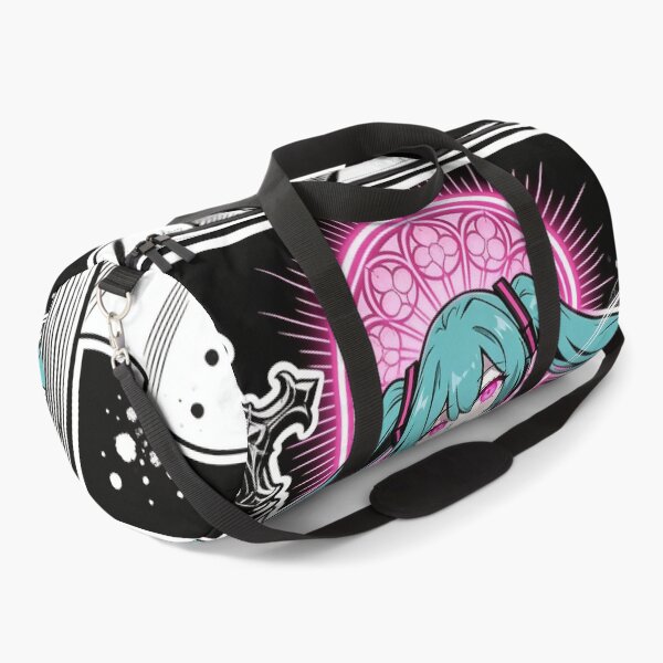 Item preview, virtual idol twin-tails archetype - gothic neon choir engraving hot pink eyes electric purple halo dark fantasy designed and sold by DarkMedieval.