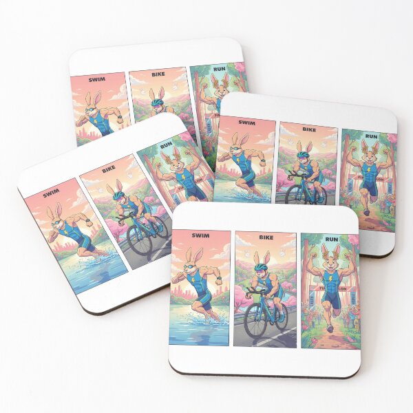 Item preview, Easter Triathlon Bunny - Swim Bike Run Athlete Rabbit designed and sold by LaurannaDesign.