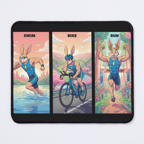 Item preview, Easter Triathlon Bunny - Swim Bike Run Athlete Rabbit designed and sold by LaurannaDesign.