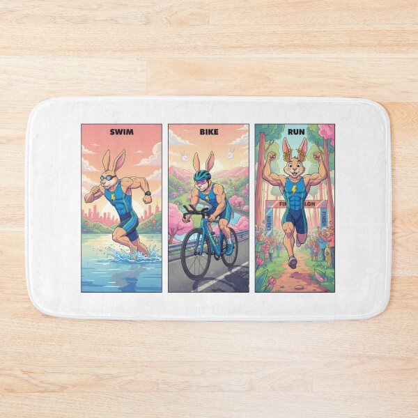 Item preview, Easter Triathlon Bunny - Swim Bike Run Athlete Rabbit designed and sold by LaurannaDesign.