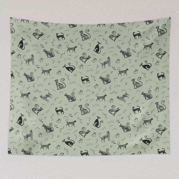 Item preview, Cave Art Cats on Pastel Green designed and sold by KSimpson838.