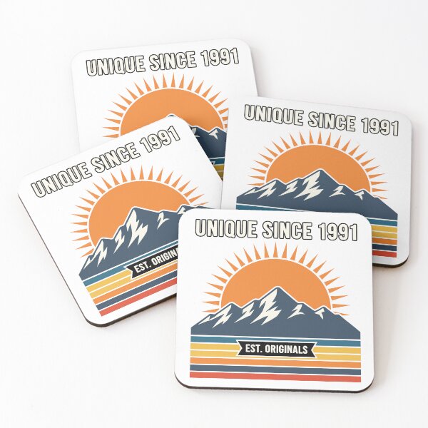 Item preview, Unique Since 1991 – Retro Sunset & Mountains Design for 90s Kids designed and sold by Fuechse.