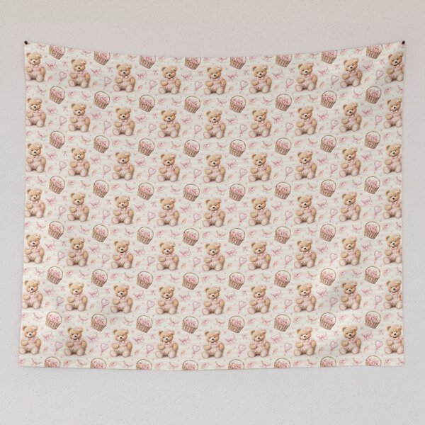 Item preview, Pink Coquette Teddy Bear Pattern  designed and sold by LouieVanille.