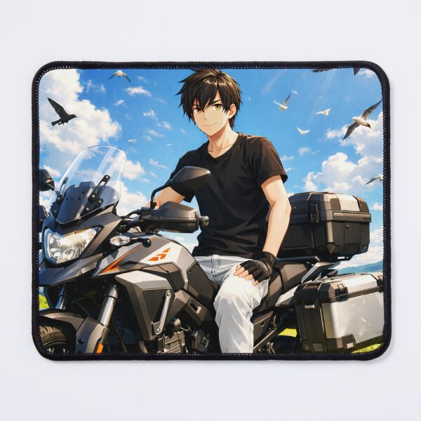 Artikelvorschau, Anime-Junge auf einem Adventure-Bike entworfen und verkauft von Aj dreamwork.