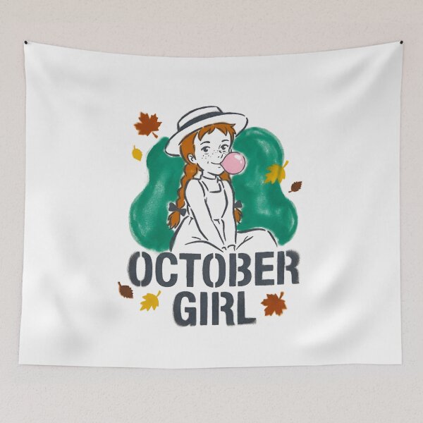Aperçu de l'œuvre Fille d'octobre Anne Shirley Bubblegum Feuilles d'automne créée et vendue par Fenay Designs.