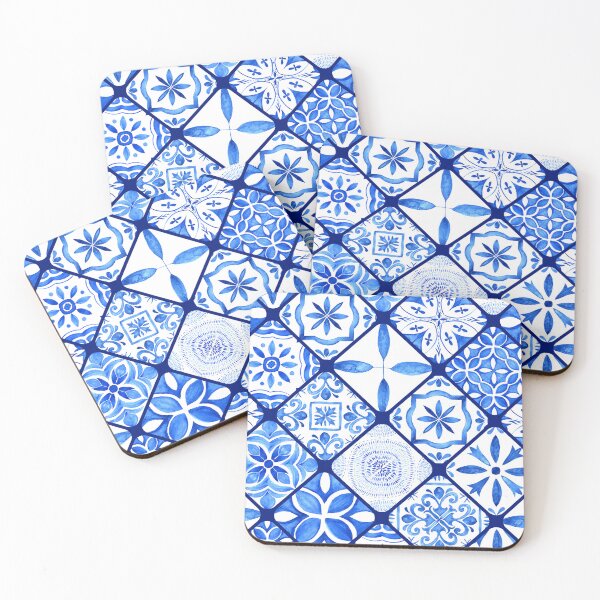 Item preview, Blue tile print  designed and sold by Anisha  Vaz.