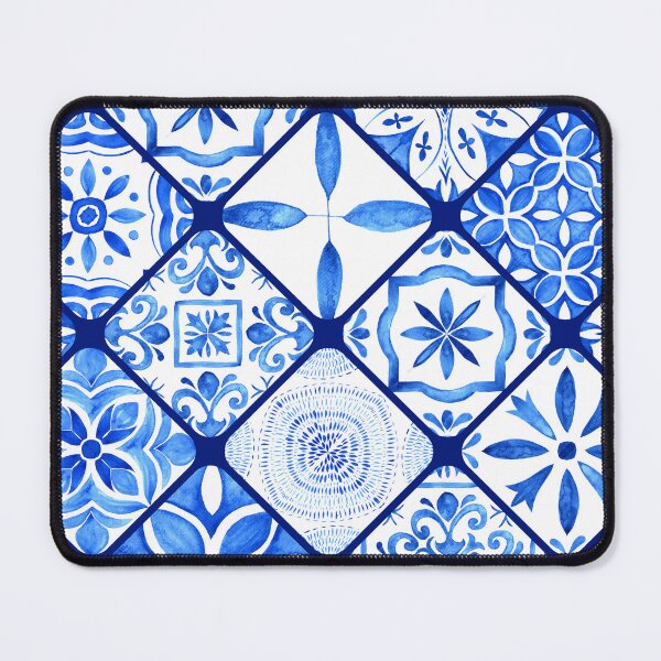 Item preview, Blue tile print designed and sold by Anisha Vaz.