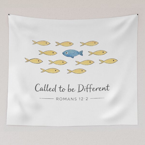 Item preview, Called to be Different - Romans 12:2 Vintage Farmhouse Christian Minimalist Fish designed and sold by Blood Washed Apparel.