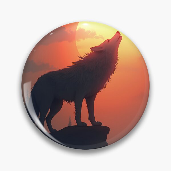 Item preview, Mystical Wolf Howling at a Giant Orange Mountain Sunset designed and sold by DesignsByDessie.