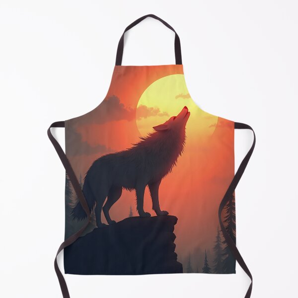Item preview, Mystical Wolf Howling at a Giant Orange Mountain Sunset designed and sold by DesignsByDessie.