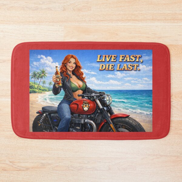 Item preview, Live Fast Die Last – OSID Biker Beach Pinup | Redhead Motorcycle Rebel designed and sold by 131Mayhem.