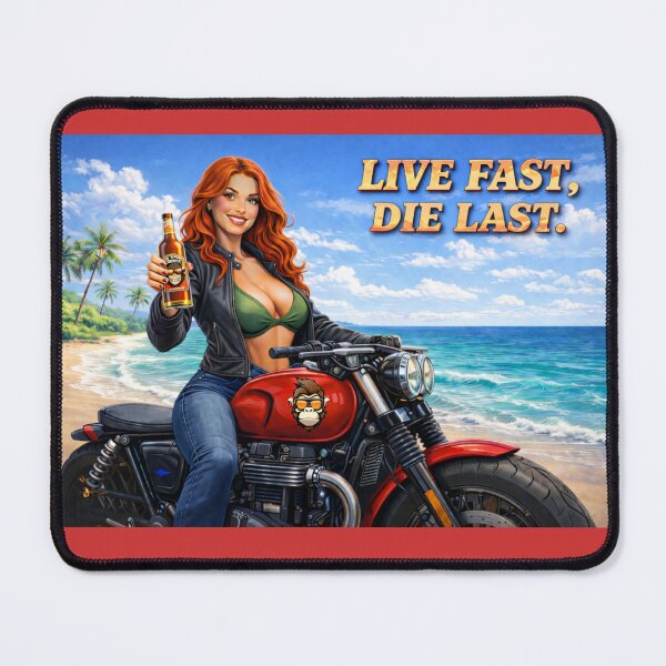 Item preview, Live Fast Die Last – OSID Biker Beach Pinup | Redhead Motorcycle Rebel designed and sold by 131Mayhem.