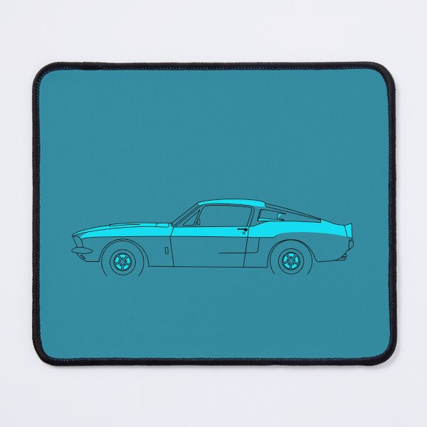 Item preview, Turquoise profile of a pony car or muscle car designed and sold by MiQuintaRuta.