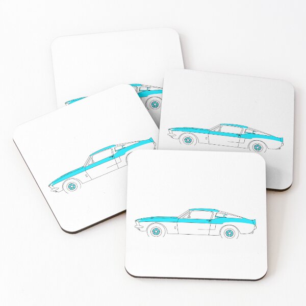 Item preview, Turquoise profile of a pony car or muscle car designed and sold by MiQuintaRuta.